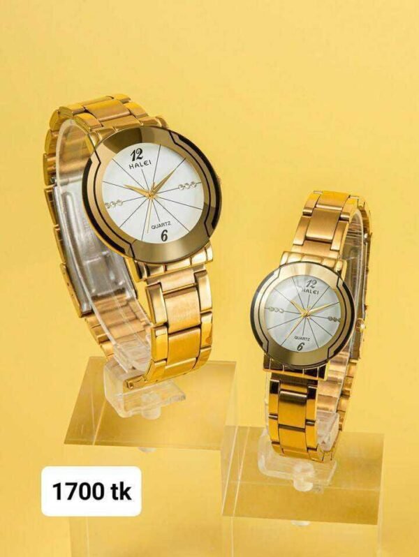 Halei Couple Watch Golden body white dial